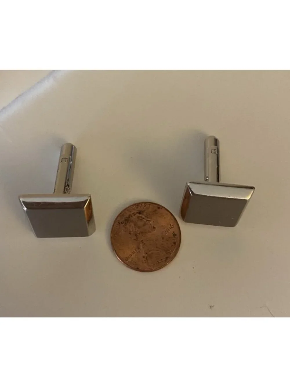 Hickok Square MCM Cuff Links Brushed Silver Tone Vtg  Plain Simple Minimalist